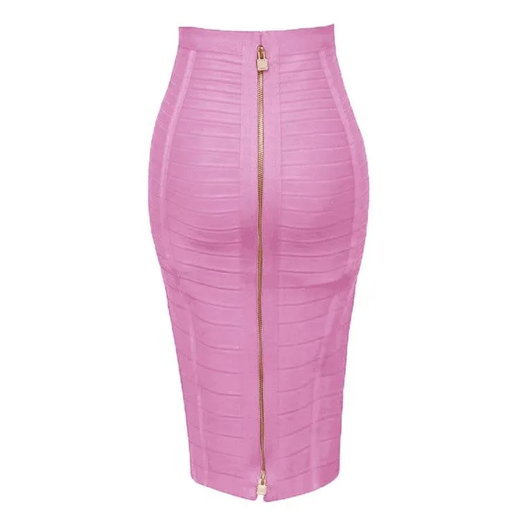 Solid Zipper Bandage Skirt