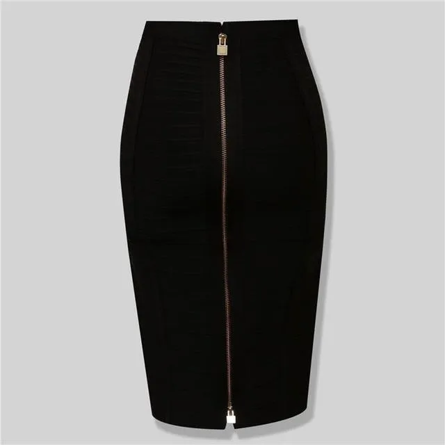 Solid Zipper Bandage Skirt