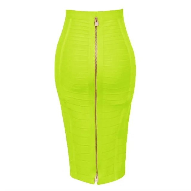 Solid Zipper Bandage Skirt