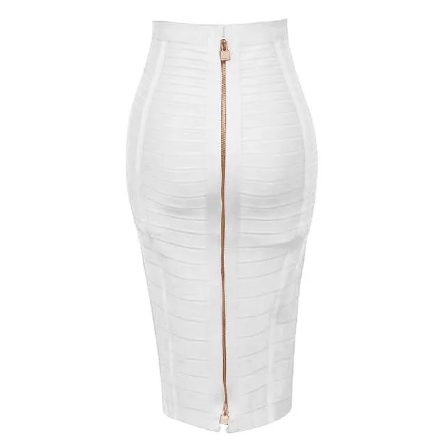 Solid Zipper Bandage Skirt