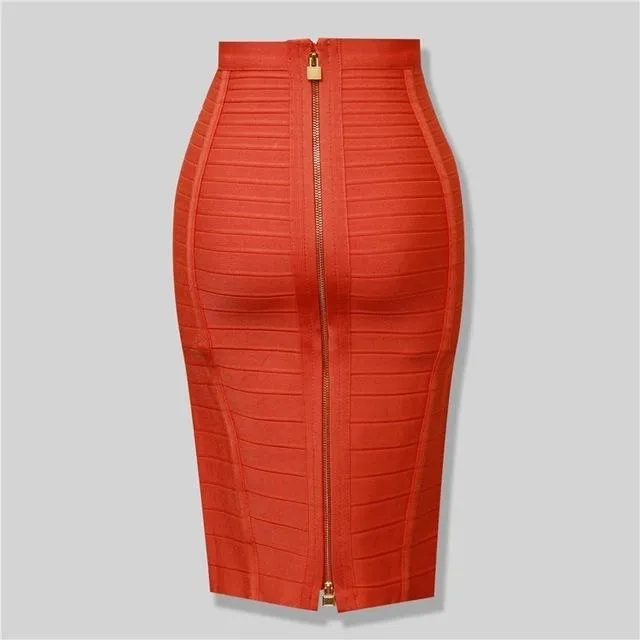 Solid Zipper Bandage Skirt