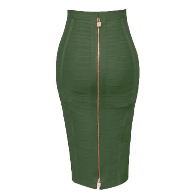 Solid Zipper Bandage Skirt