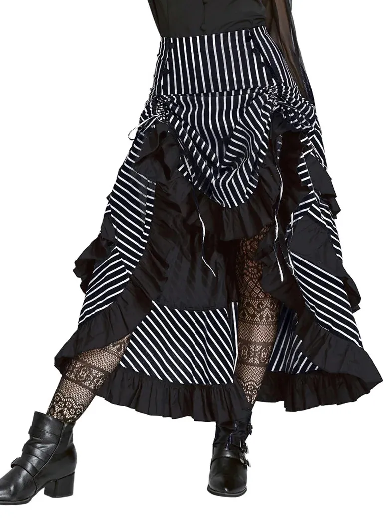 Steampunk Striped High Low Skirt Victorian Gothic Falda