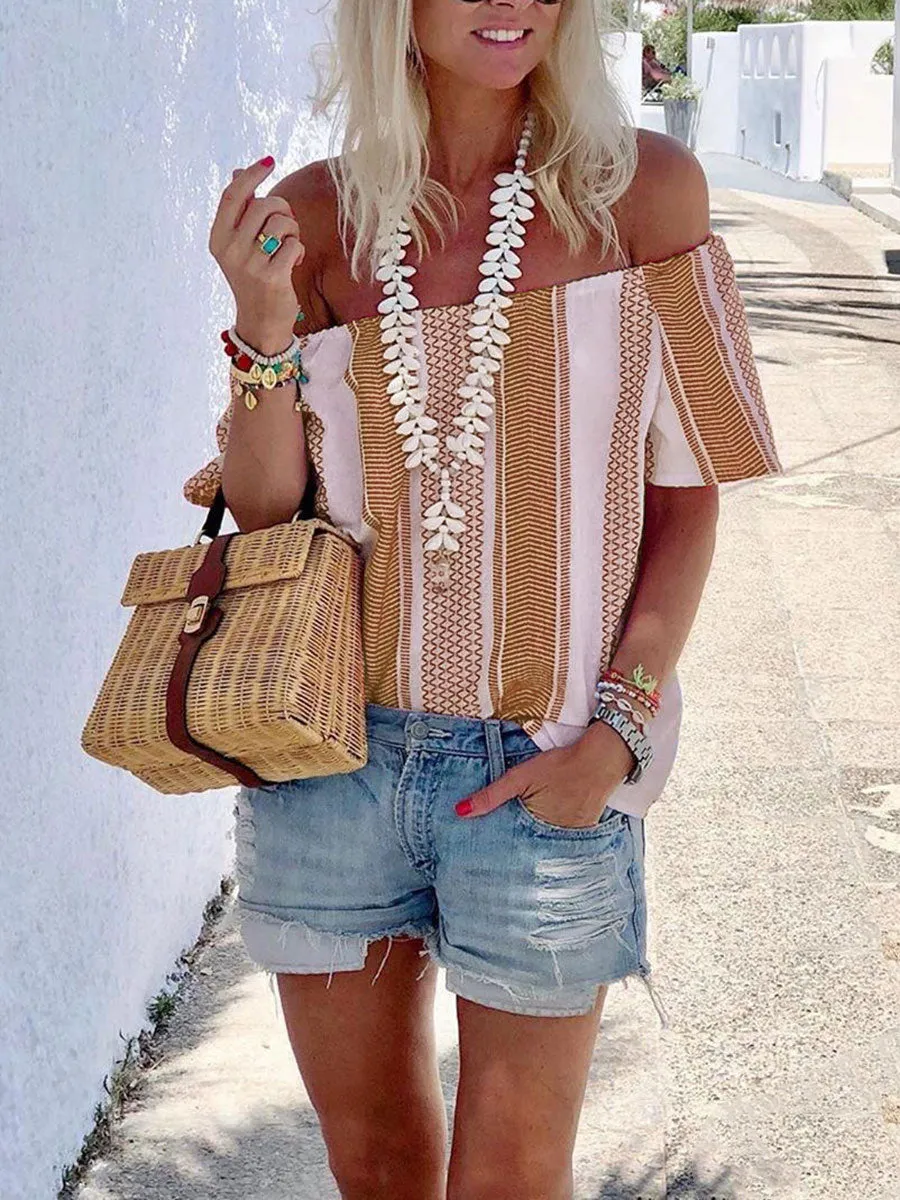 Striped Collar Casual Top