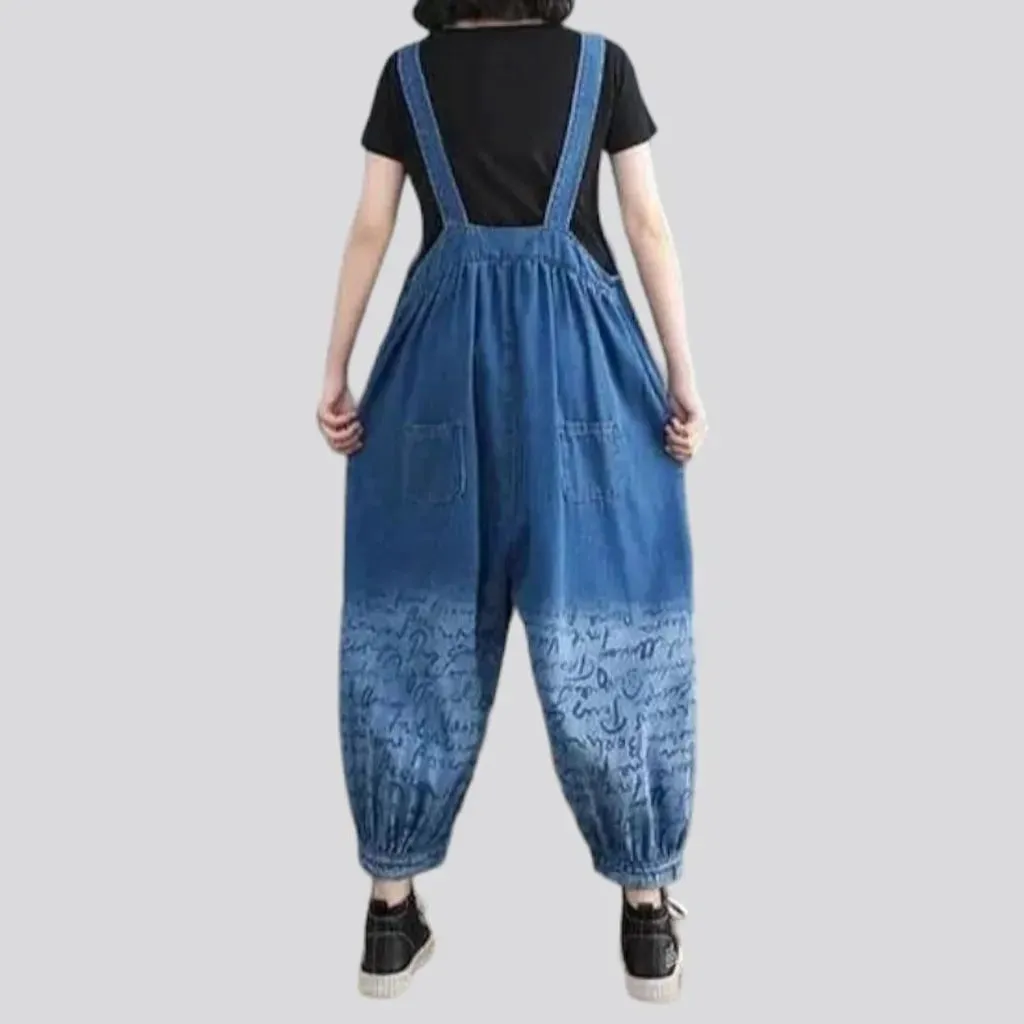 Stylish light wash denim overall for ladies