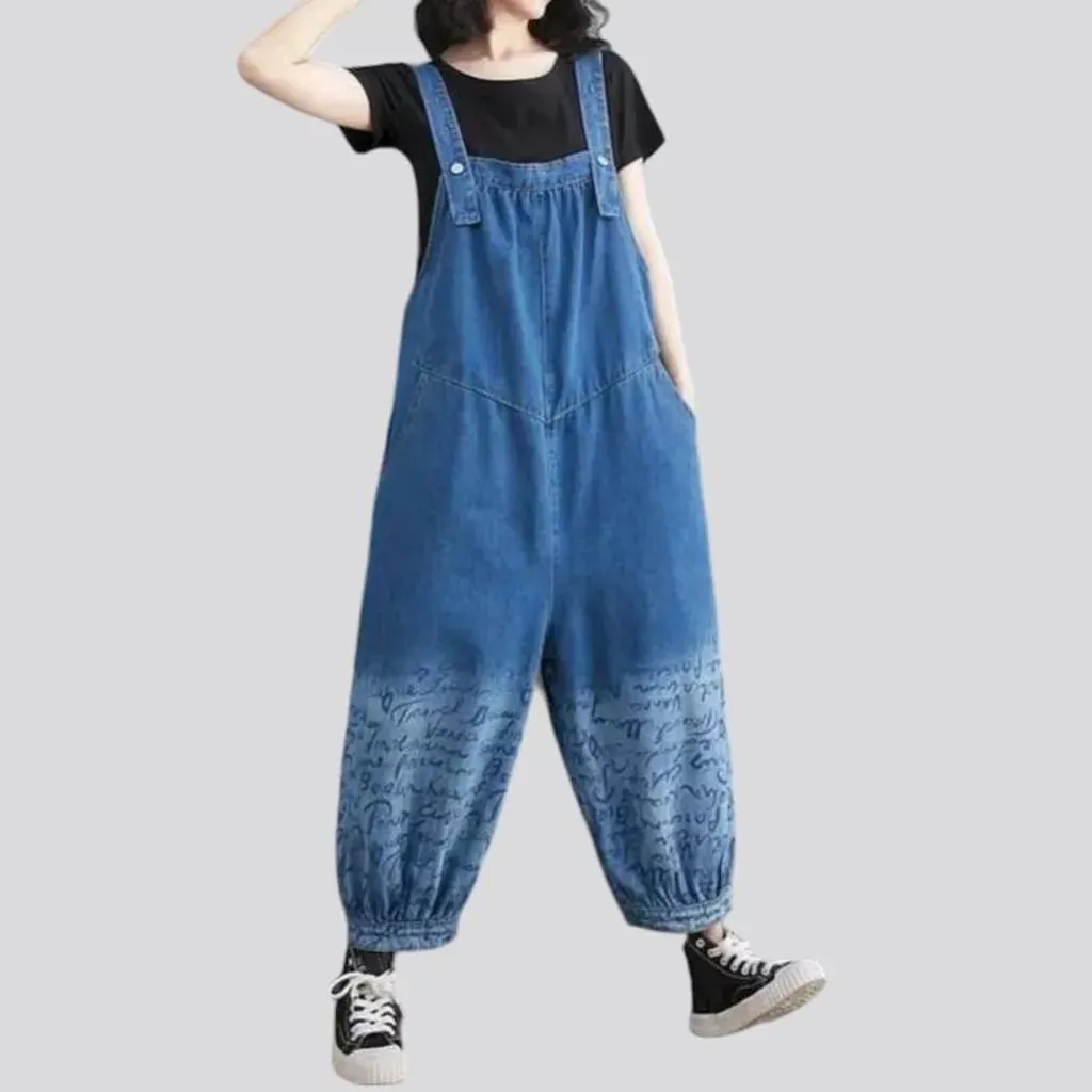 Stylish light wash denim overall for ladies