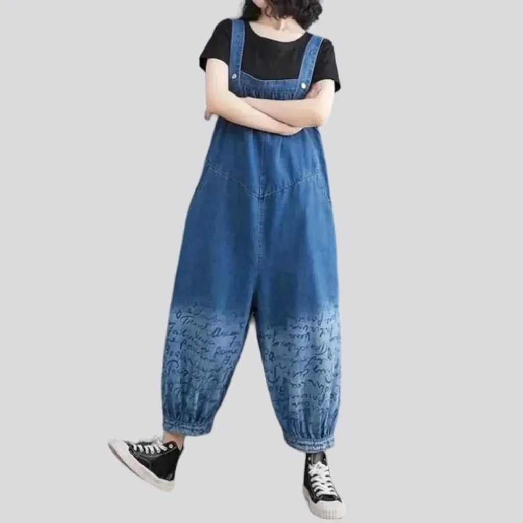 Stylish light wash denim overall for ladies