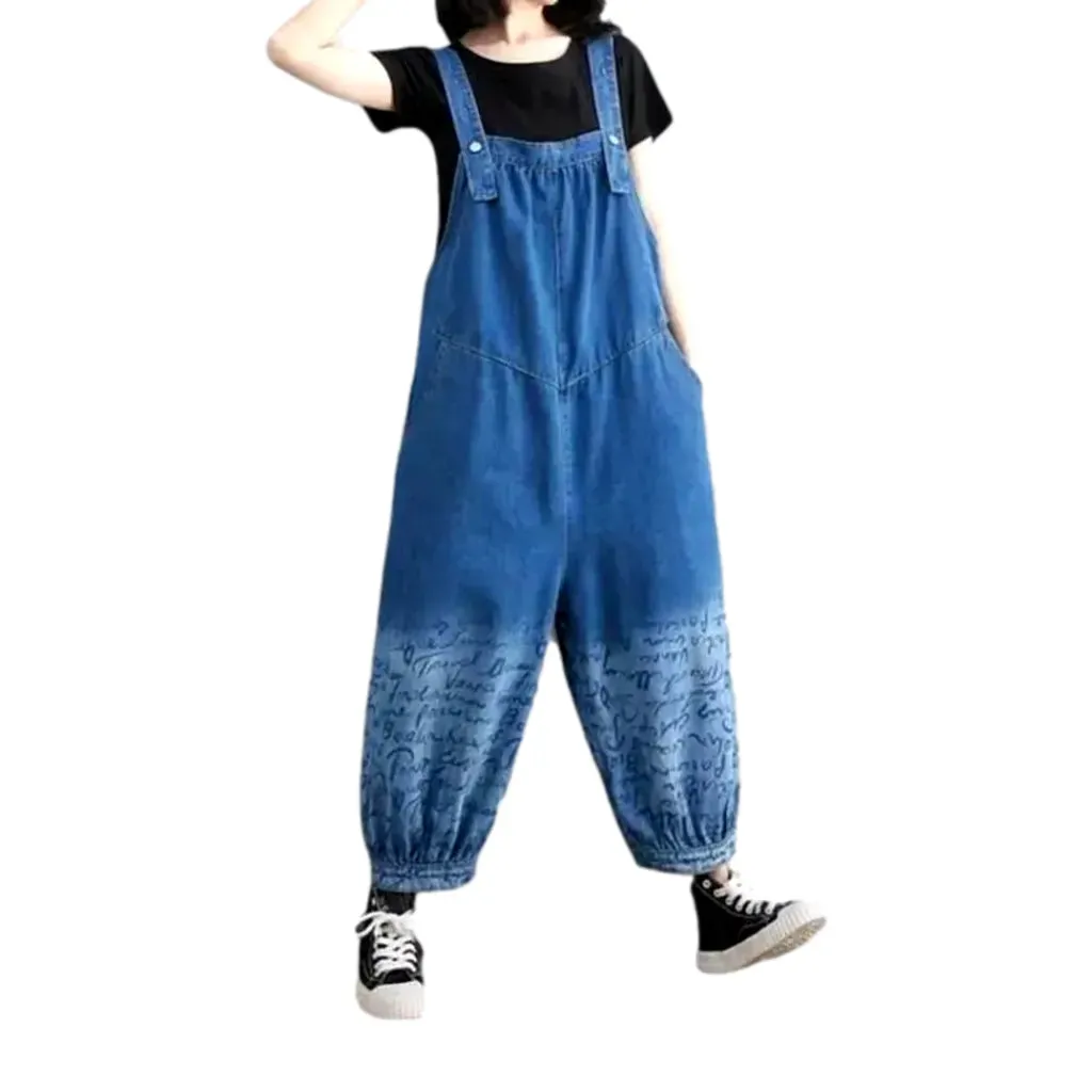 Stylish light wash denim overall for ladies