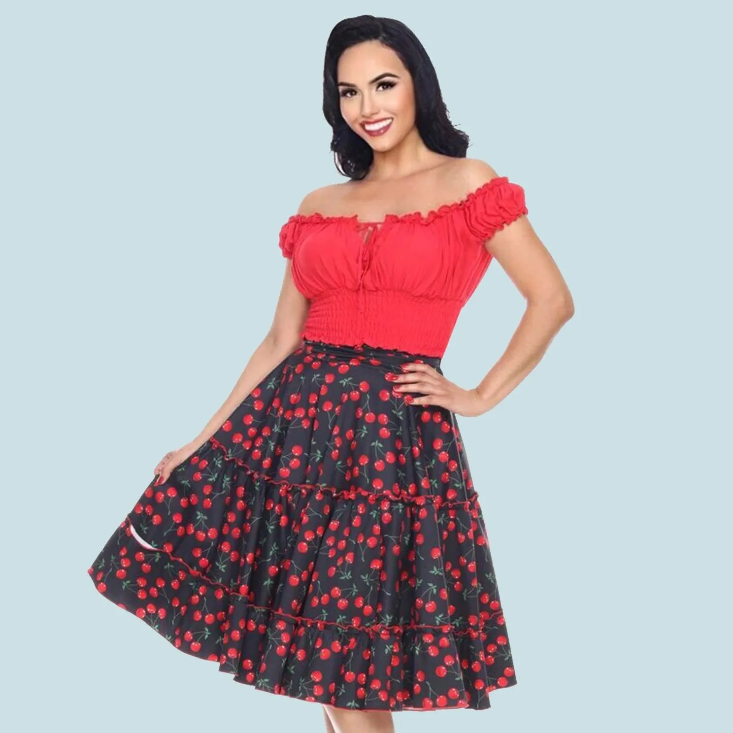 Sweet Cherry Cha Cha Skirt in Black