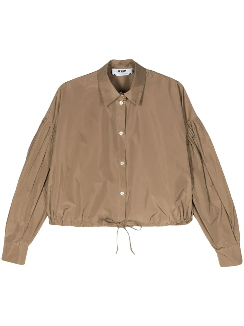 Taffeta Bishop Sleeves Cropped Shirt