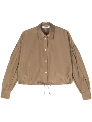 Taffeta Bishop Sleeves Cropped Shirt