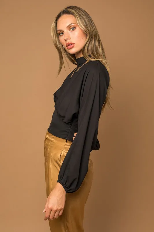 TEEK - Black Mock Neck Bottom Fitted Top