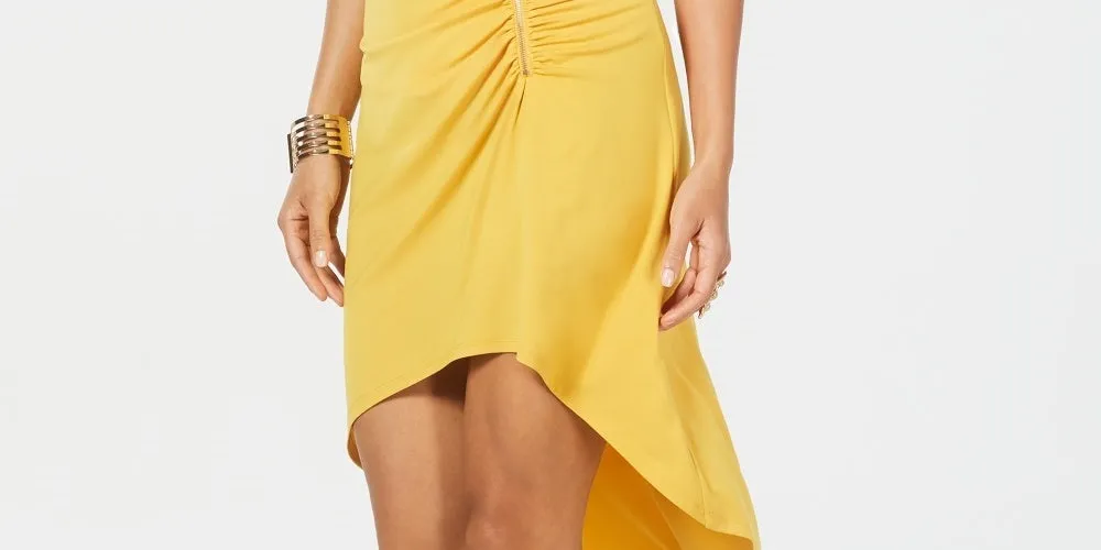 Thalia Sodi Women's Ruched High-Low Skirt Yellow Size Small