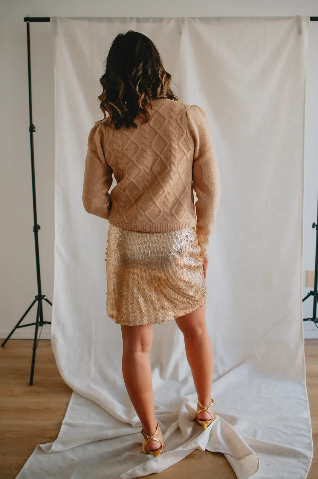 The Talk That Talk Sequin Mini Skirt - Rose Gold