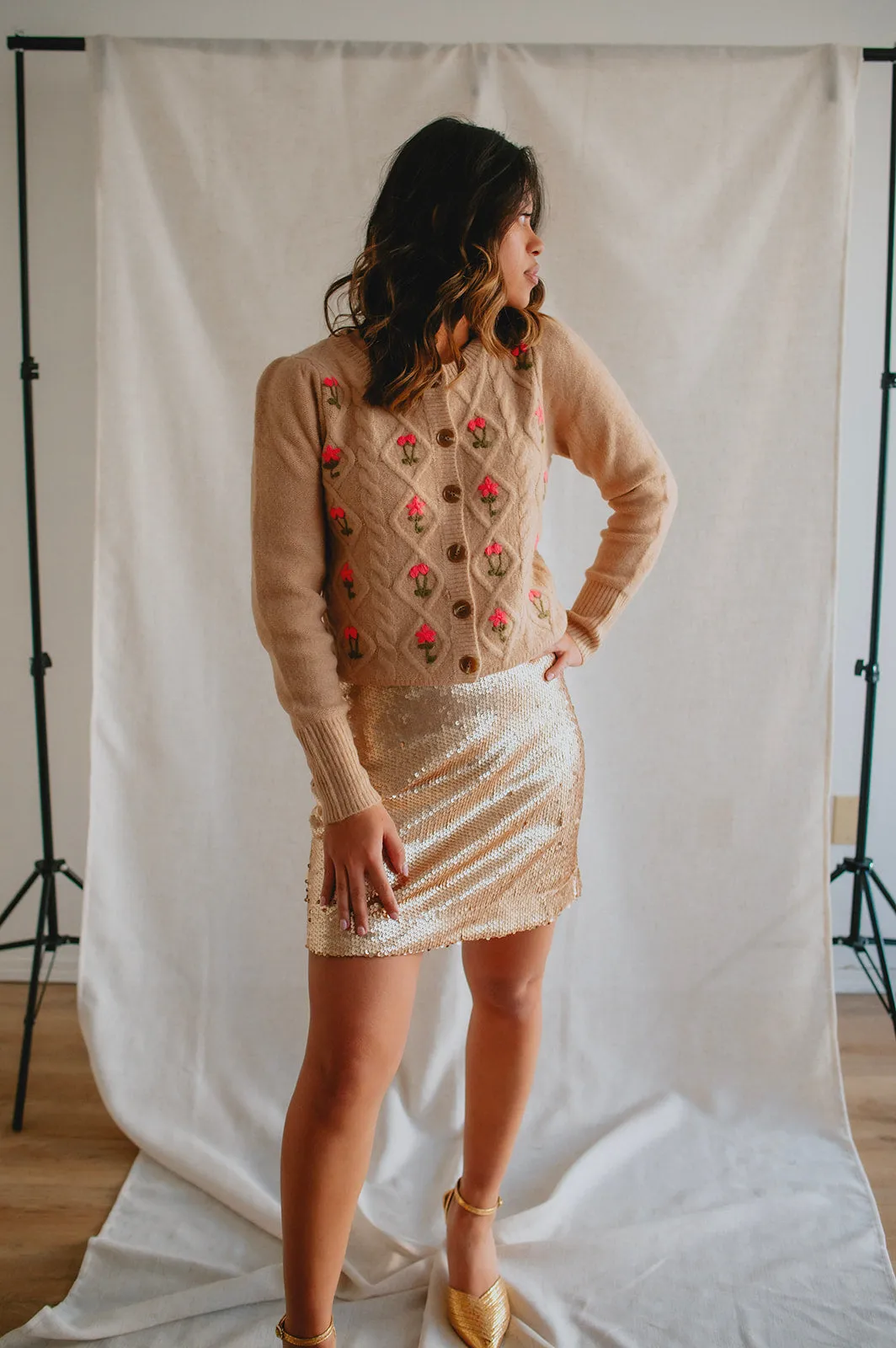 The Talk That Talk Sequin Mini Skirt - Rose Gold