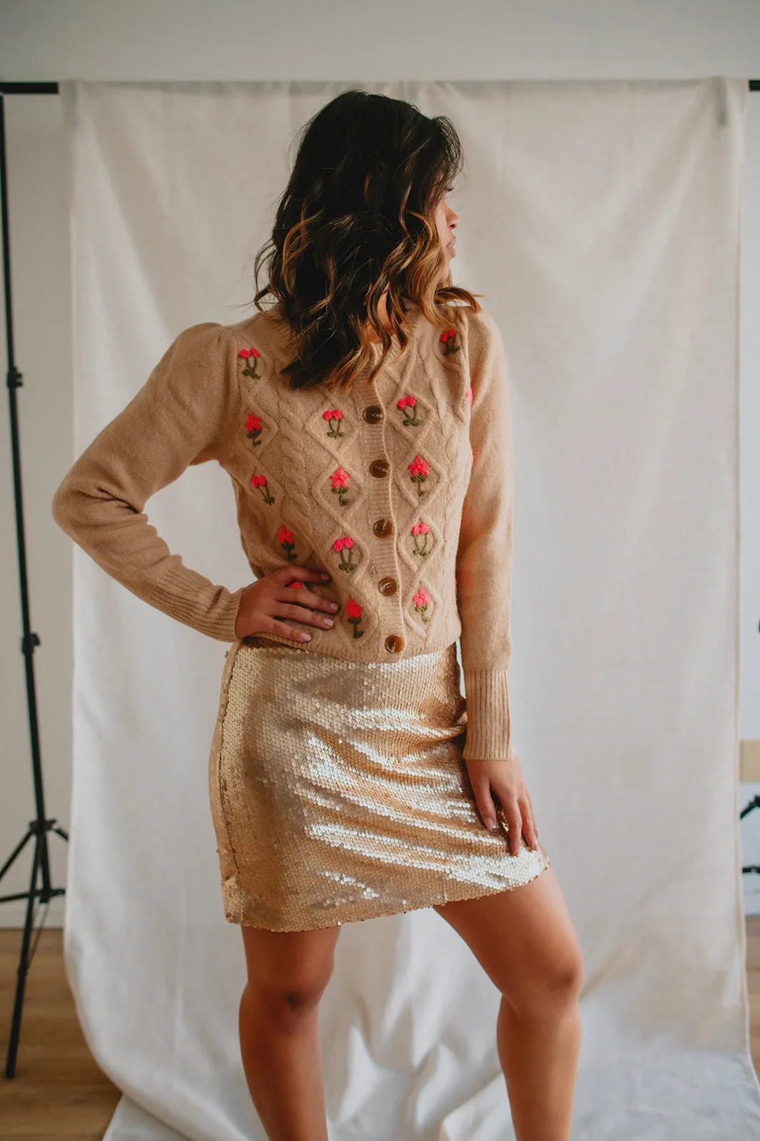 The Talk That Talk Sequin Mini Skirt - Rose Gold