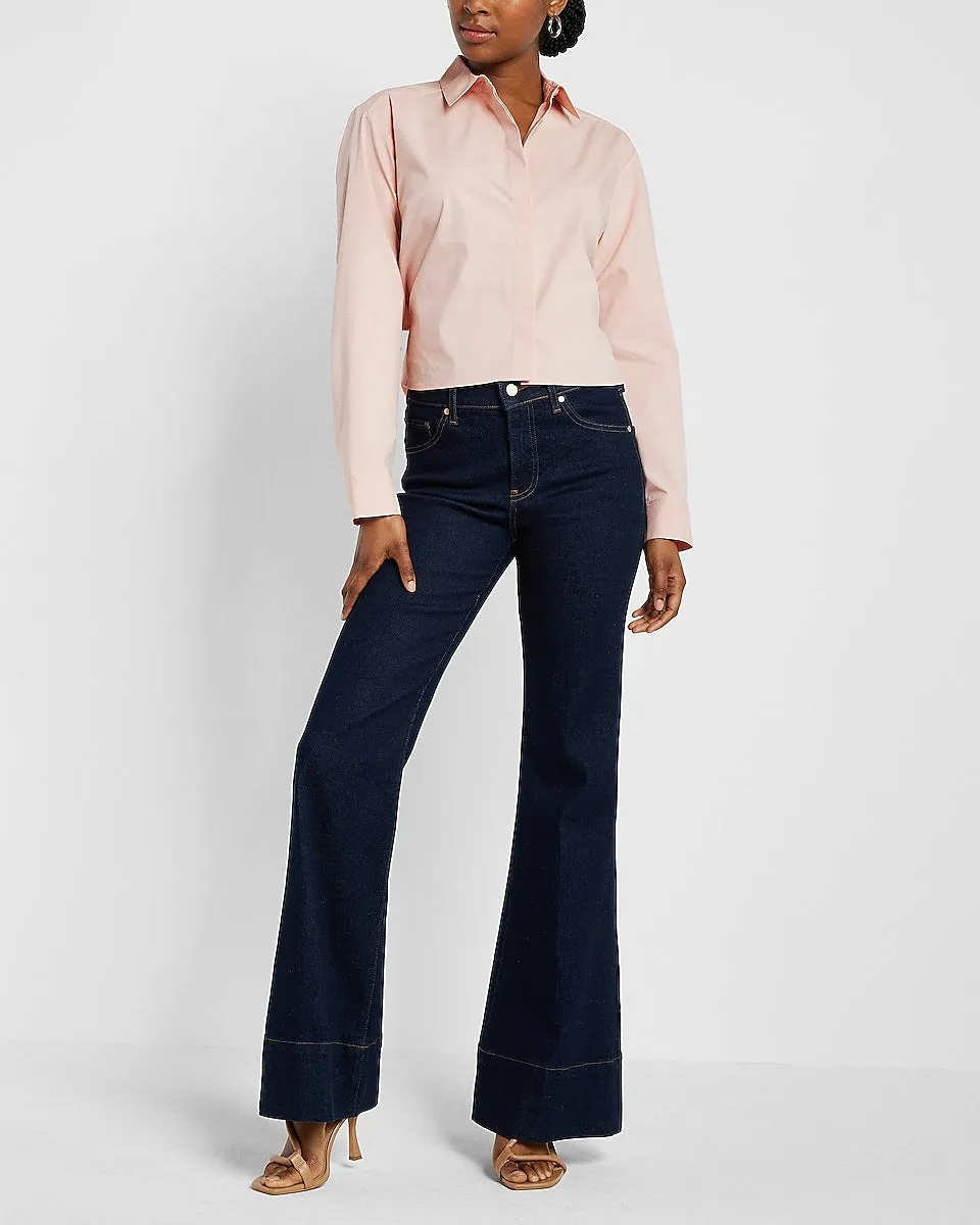 Tie Back Cropped Shirt in Pale Pink