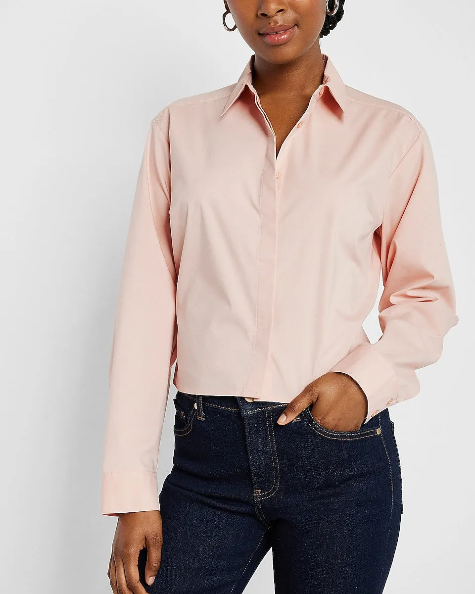 Tie Back Cropped Shirt in Pale Pink