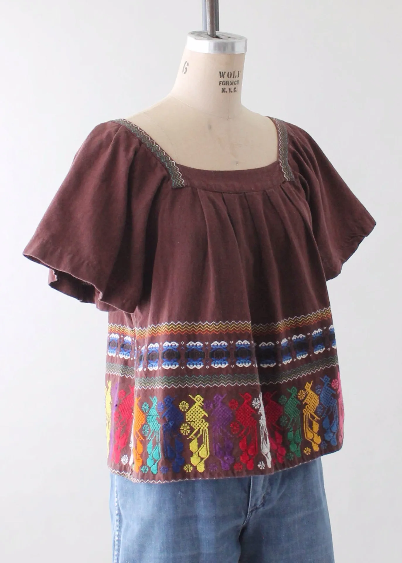 Vintage 1970s Guatemalan Embroidered Cotton Top