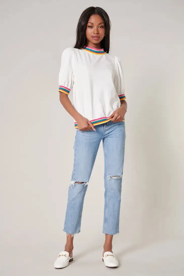 Vivid Dreams Rainbow Trim Top