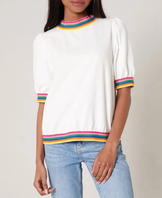 Vivid Dreams Rainbow Trim Top