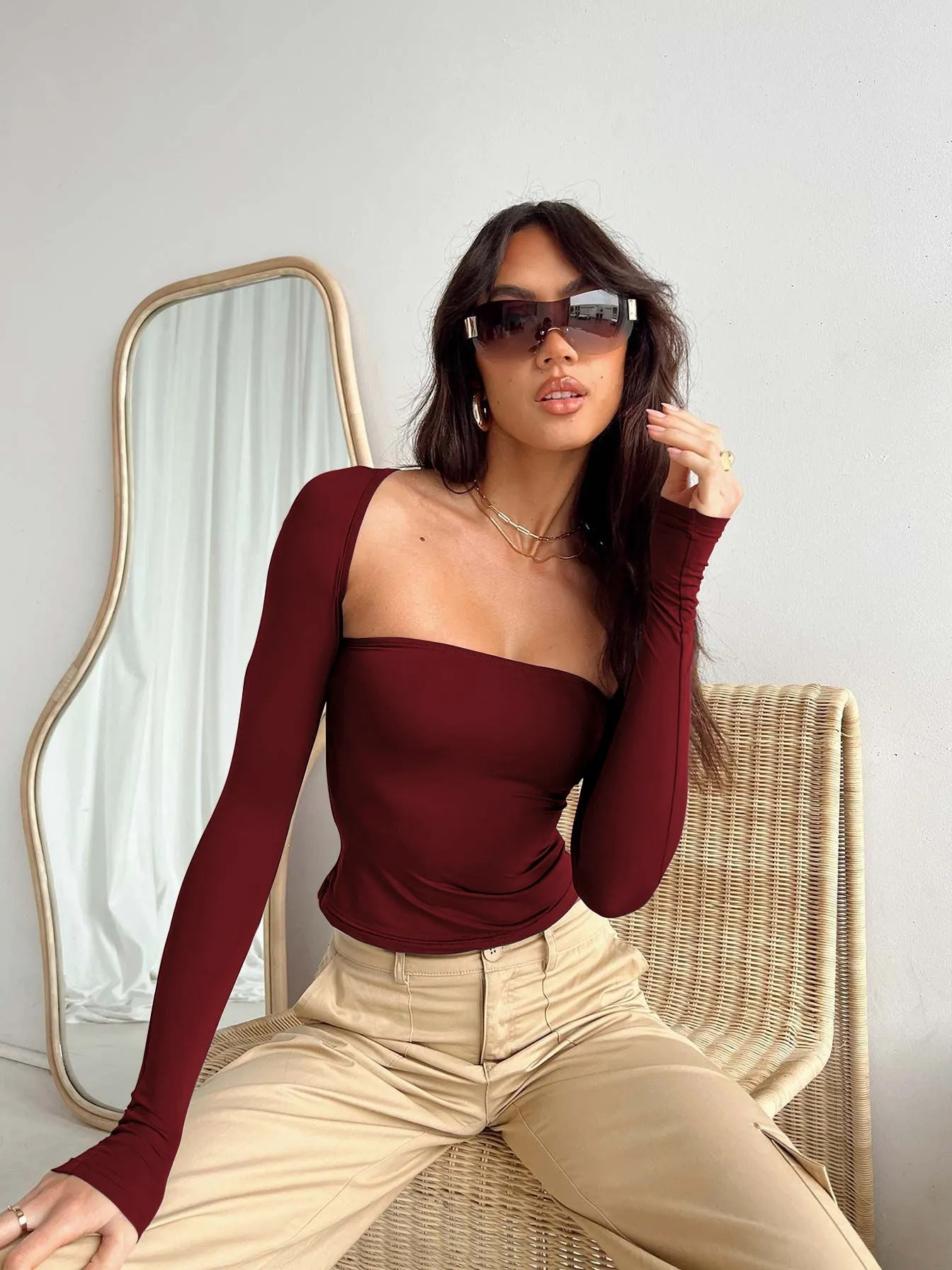 Women Clothing Summer Knitwear Sexy T shirt Hollow Out Cutout Sexy Two Piece Set Top Tide