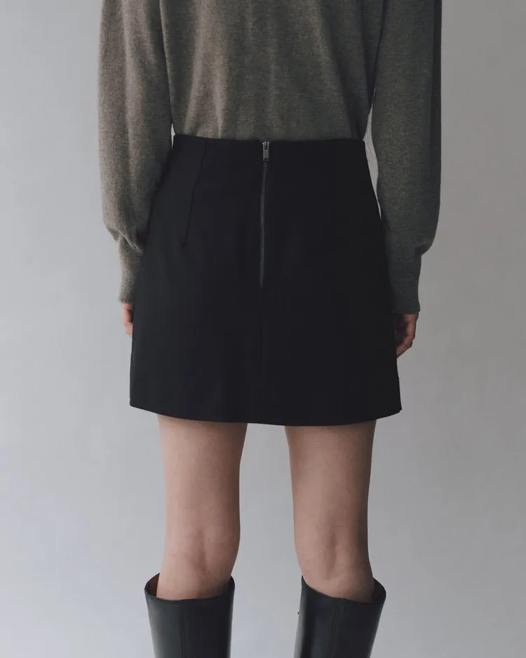 Wool Blend Mini Skirt | Black