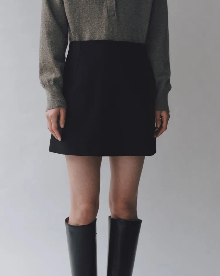 Wool Blend Mini Skirt | Black