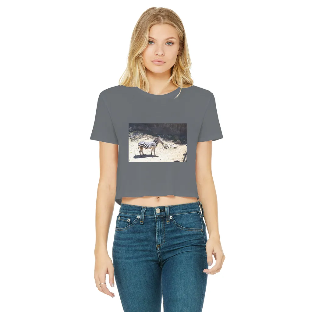 Zebra Classic Women's Cropped Raw Edge T-Shirt