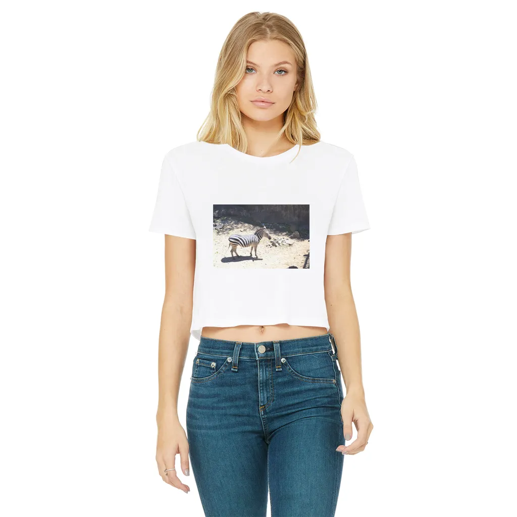 Zebra Classic Women's Cropped Raw Edge T-Shirt