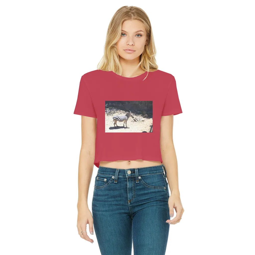 Zebra Classic Women's Cropped Raw Edge T-Shirt