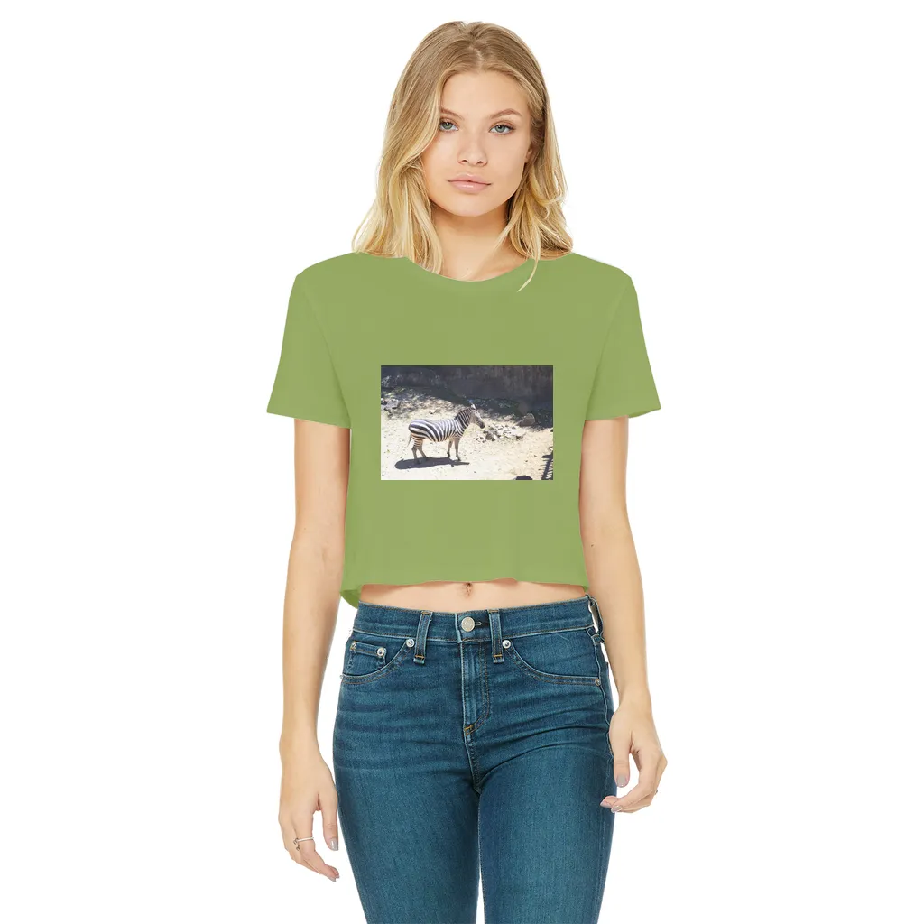 Zebra Classic Women's Cropped Raw Edge T-Shirt