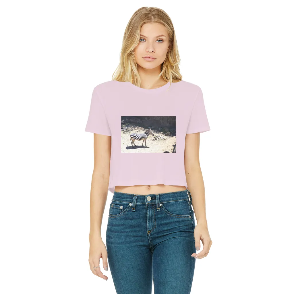 Zebra Classic Women's Cropped Raw Edge T-Shirt