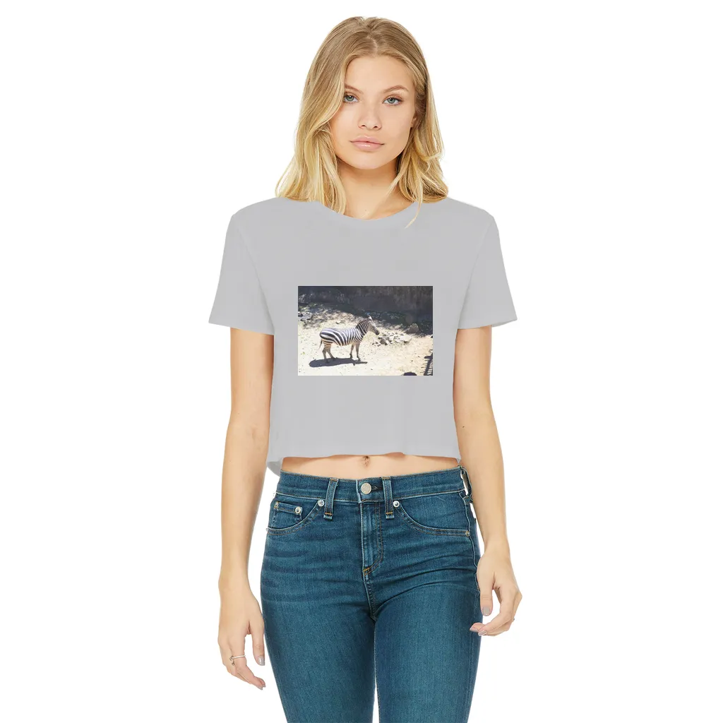 Zebra Classic Women's Cropped Raw Edge T-Shirt