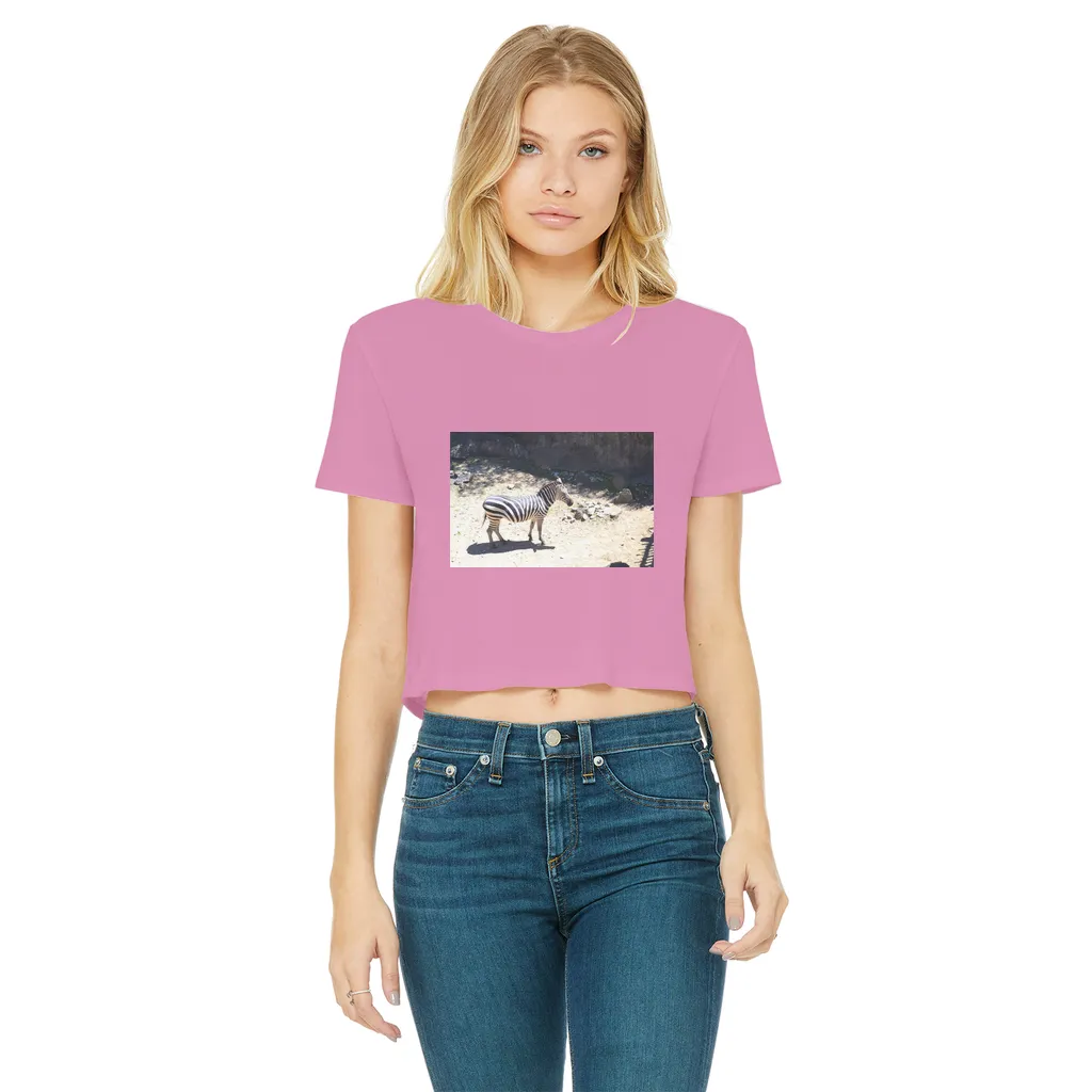 Zebra Classic Women's Cropped Raw Edge T-Shirt