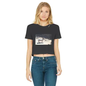 Zebra Classic Women's Cropped Raw Edge T-Shirt