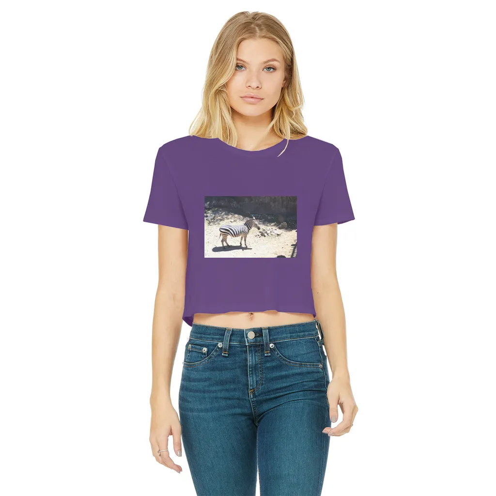 Zebra Classic Women's Cropped Raw Edge T-Shirt