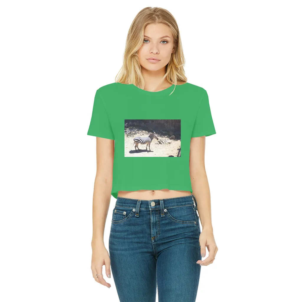 Zebra Classic Women's Cropped Raw Edge T-Shirt